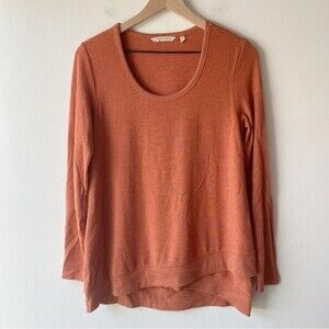 soft surroundings pumpkin orange layered hem top